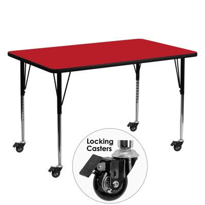 Shop Flash Furniture Mobile 30''w X 60''l Rectangular Red Hp Laminate Activity Table