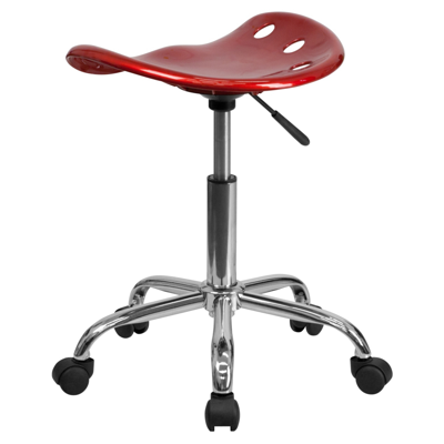 Shop Flash Furniture Vibrant Wine Red Tractor Seat And Chrome Stool