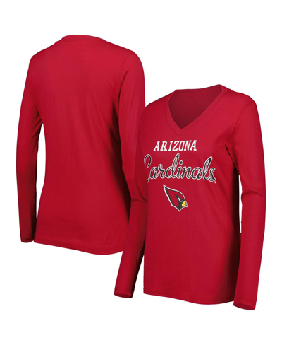 G-iii 4her By Carl Banks Cardinal Arizona Cardinals Post Season Long Sleeve V-neck T-shirt In Cardinal