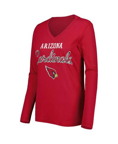 G-iii 4her By Carl Banks Cardinal Arizona Cardinals Post Season Long Sleeve V-neck T-shirt In Cardinal