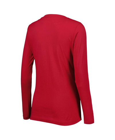 G-iii 4her By Carl Banks Cardinal Arizona Cardinals Post Season Long Sleeve V-neck T-shirt In Cardinal