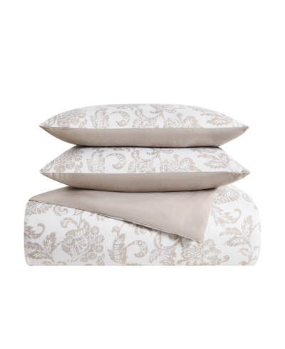 Shop Cannon Sylvana Jacobean 3 Piece Comforter Set, Full/queen In White,taupe