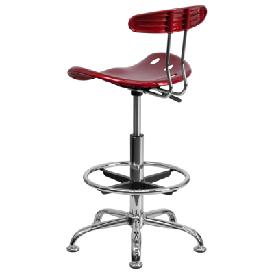 Shop Flash Furniture Vibrant Wine Red And Chrome Drafting Stool With Tractor Seat