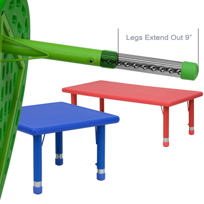 Shop Flash Furniture 24''w X 48''l Rectangular Green Plastic Height Adjustable Activity Table