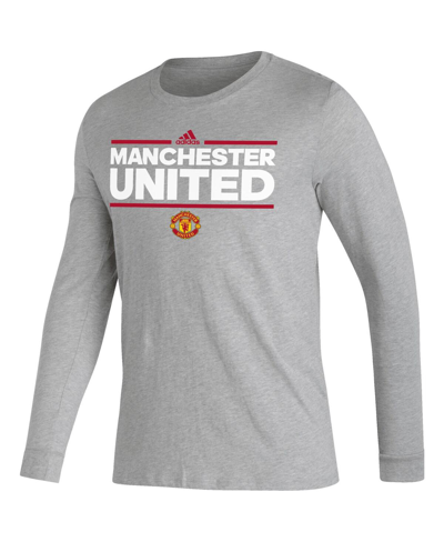 Shop Adidas Originals Men's Adidas Heather Gray Manchester United Dassler Long Sleeve T-shirt