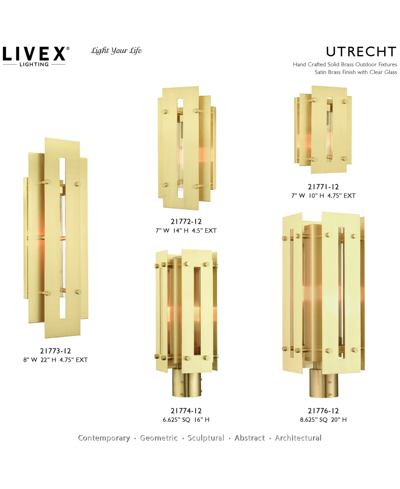 Livex Utrecht 1 Light Outdoor Post Top Lantern In Satin Brass