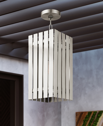 Shop Livex Greenwick 1 Light Outdoor Pendant Lantern In Brushed Nickel