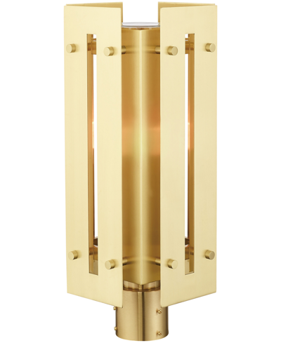 Livex Utrecht 1 Light Outdoor Post Top Lantern In Satin Brass