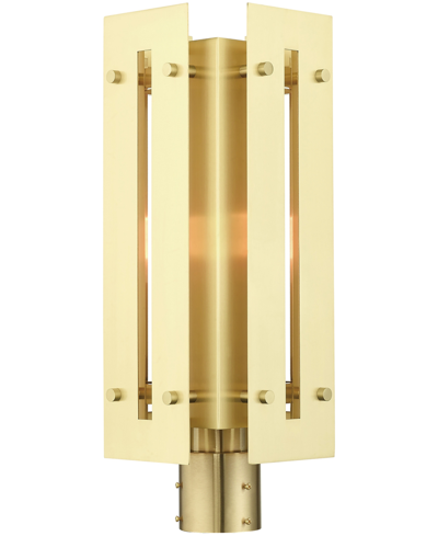 Livex Utrecht 1 Light Outdoor Post Top Lantern In Satin Brass