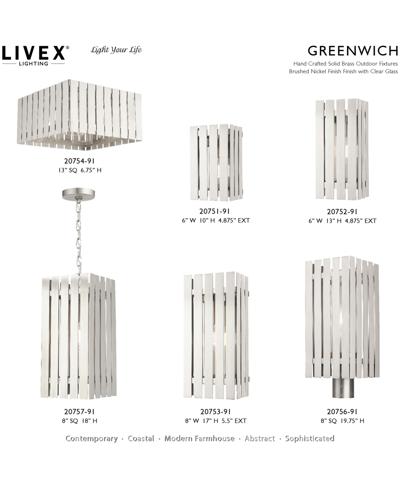 Shop Livex Greenwick 1 Light Outdoor Pendant Lantern In Brushed Nickel