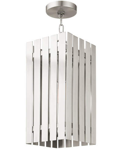 Shop Livex Greenwick 1 Light Outdoor Pendant Lantern In Brushed Nickel