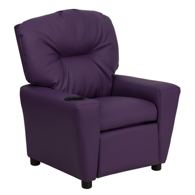 Shop Flash Furniture Contemporary Purple Vinyl Kids Recliner With Cup Holder