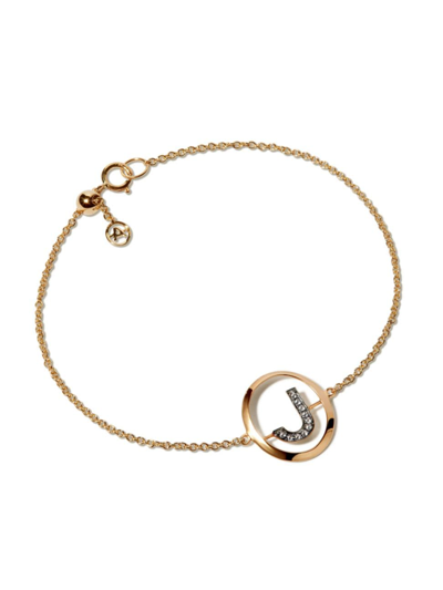 Shop Annoushka Women's Initial 18k Yellow Gold & 0.07 Tcw Diamond Pendant Bracelet In Initial J