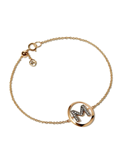 Shop Annoushka Women's Initial 18k Yellow Gold & 0.07 Tcw Diamond Pendant Bracelet In Initial M