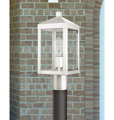 Livex Nyack 1 Light Outdoor Post Top Lantern In Brushed Nickel