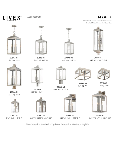 Livex Nyack 1 Light Outdoor Post Top Lantern In Brushed Nickel