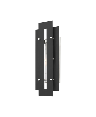 Livex Utrecht 1 Light Outdoor Wall Lantern In Black With Brushed