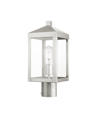 Livex Nyack 1 Light Outdoor Post Top Lantern In Brushed Nickel