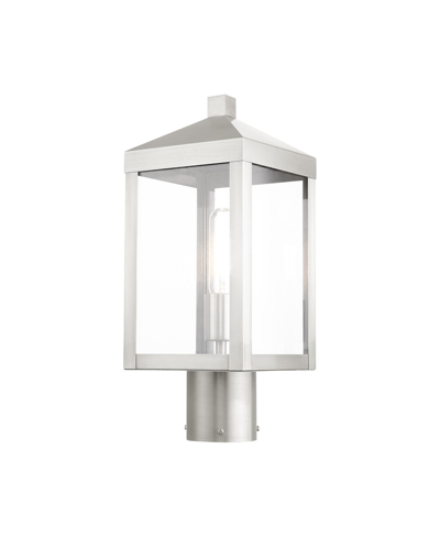 Livex Nyack 1 Light Outdoor Post Top Lantern In Brushed Nickel