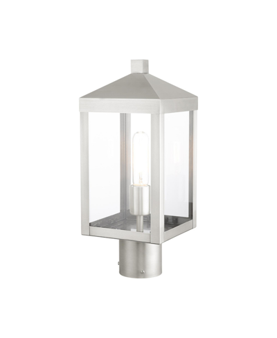 Livex Nyack 1 Light Outdoor Post Top Lantern In Brushed Nickel