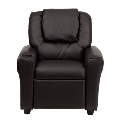 Shop Flash Furniture Contemporary Brown Leather Kids Recliner With Cup Holder And Headrest