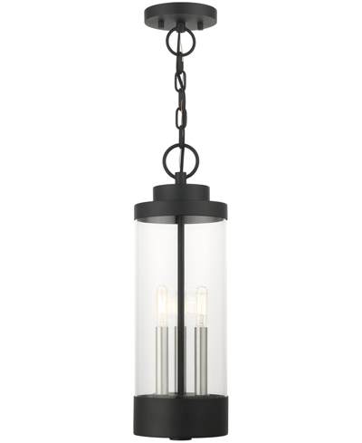 Shop Livex Hillcrest 3 Light Outdoor Pendant Lantern In Textured Black