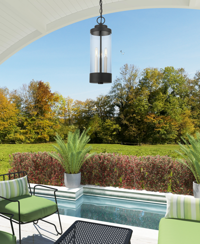 Livex Hillcrest 3 Light Outdoor Pendant Lantern In Textured Black