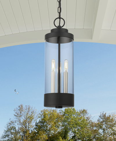 Livex Hillcrest 3 Light Outdoor Pendant Lantern In Textured Black