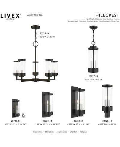 Livex Hillcrest 3 Light Outdoor Pendant Lantern In Textured Black
