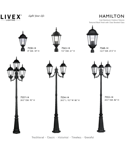 Livex Hamilton 1 Light Outdoor Post Top Lantern In Textured Black