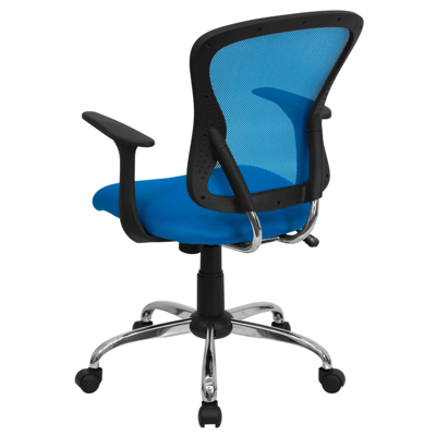 Shop Flash Furniture Mid-back Blue Mesh Swivel Task Chair With Chrome Base And Arms