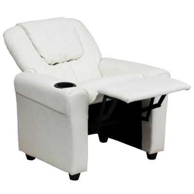 Shop Flash Furniture Contemporary White Vinyl Kids Recliner With Cup Holder And Headrest