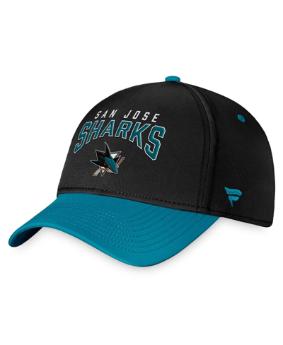 Shop Fanatics Men's  Black, Teal San Jose Sharks Fundamental 2-tone Flex Hat In Black,teal