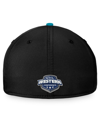 Shop Fanatics Men's  Black, Teal San Jose Sharks Fundamental 2-tone Flex Hat In Black,teal