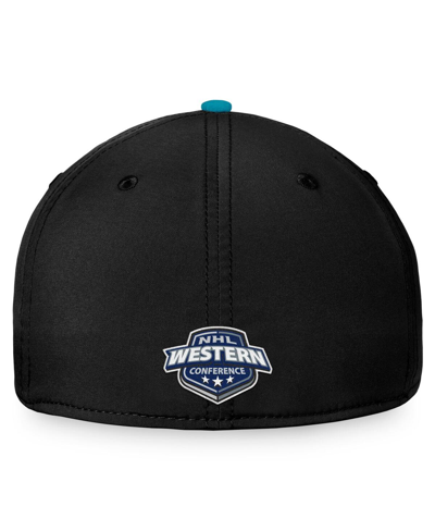 Fanatics Branded Black/teal San Jose Sharks Fundamental 2-tone Flex Hat In Black,teal