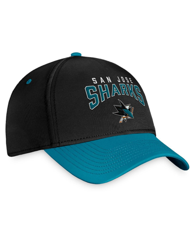 Shop Fanatics Men's  Black, Teal San Jose Sharks Fundamental 2-tone Flex Hat In Black,teal