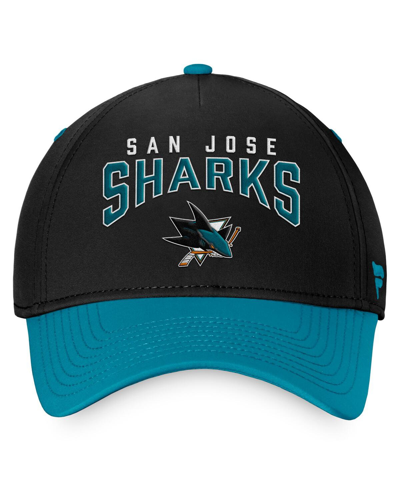 Shop Fanatics Men's  Black, Teal San Jose Sharks Fundamental 2-tone Flex Hat In Black,teal