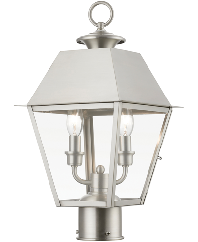 Shop Livex Wentworth 2 Light Outdoor Medium Post Top Lantern In Brushed Nickel