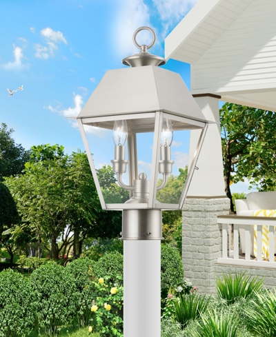 Livex Wentworth 2 Light Outdoor Medium Post Top Lantern In Brushed Nickel