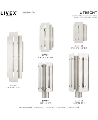 Livex Utrecht 1 Light Outdoor Post Top Lantern In Brushed Nickel