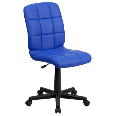 Shop Flash Furniture Mid-back Blue Quilted Vinyl Swivel Task Chair