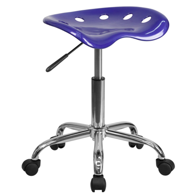 Shop Flash Furniture Vibrant Deep Blue Tractor Seat And Chrome Stool