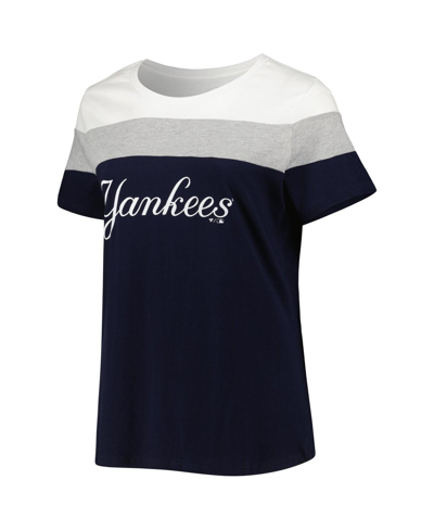 Shop Profile Women's White, Navy New York Yankees Plus Size Colorblock T-shirt In White,navy