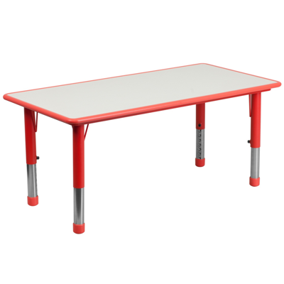 Shop Flash Furniture 23.625''w X 47.25''l Rectangular Red Plastic Height Adjustable Activity Table With Grey Top