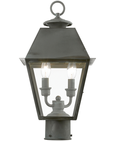 Livex Wentworth 2 Light Outdoor Medium Post Top Lantern In Charcoal
