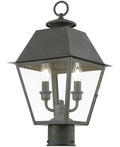Livex Wentworth 2 Light Outdoor Medium Post Top Lantern In Charcoal
