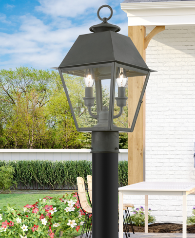 Livex Wentworth 2 Light Outdoor Medium Post Top Lantern In Charcoal