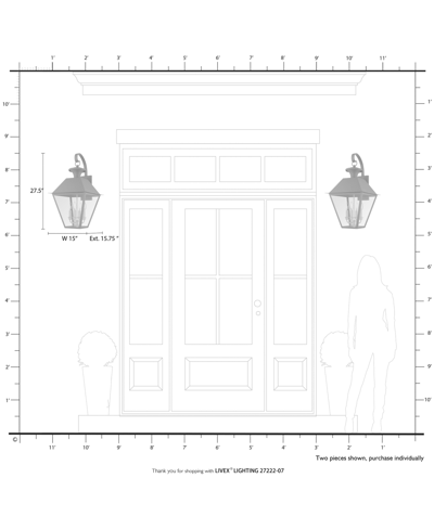 Livex Wentworth 4 Light Outdoor Extra Large Wall Lantern In Bronze With Antique Brass