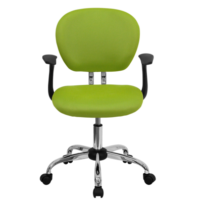 Shop Flash Furniture Mid-back Apple Green Mesh Swivel Task Chair With Chrome Base And Arms