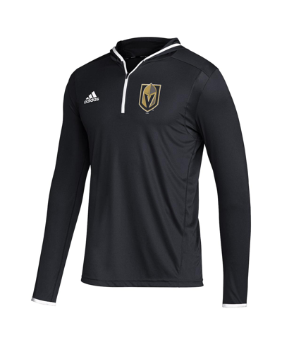 Shop Adidas Originals Men's Adidas Black Vegas Golden Knights Team Long Sleeve Quarter-zip Hoodie T-shirt